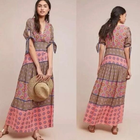 Maeve by Anthropologie Eder Tiered Floral Maxi Dress Size 4P - Picture 8 of 8